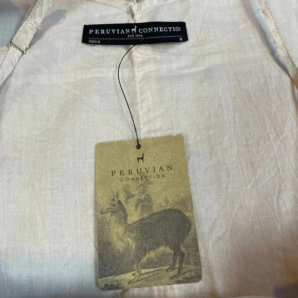 Peruvian Connection Margot Silk Tan “Alabaster” Midi Dress Medium • NWT - Picture 8 of 8